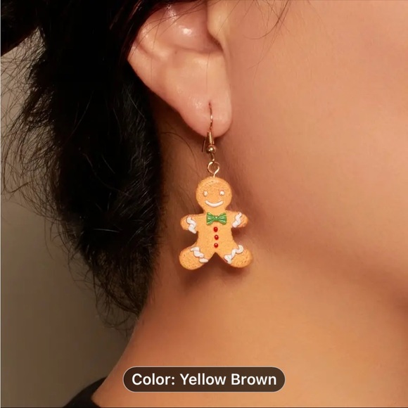 Earrings, NWT, Acrylic Gingerbread Man Dangling Earrings, Lightweight, Cute! - Picture 4 of 6